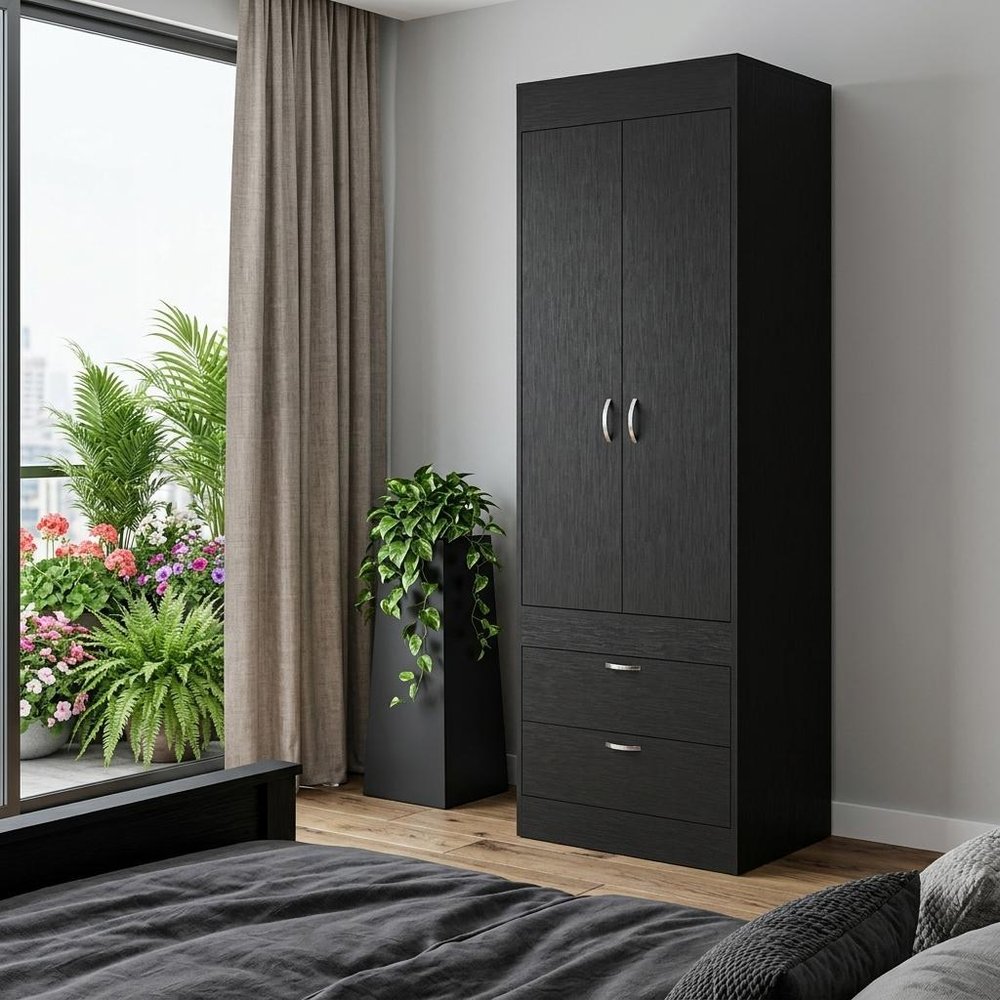 23" Black Two Drawer Dresser