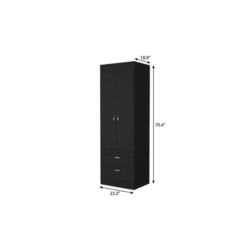 23" Black Two Drawer Dresser