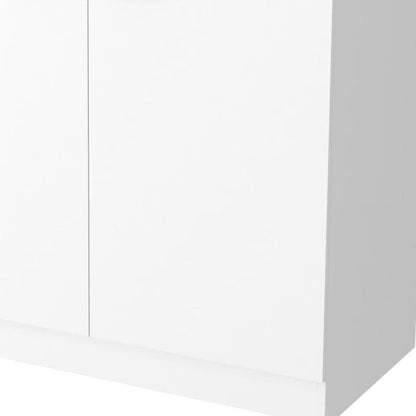 39" White Stainless Steel Accent Cabinet With Two Shelves