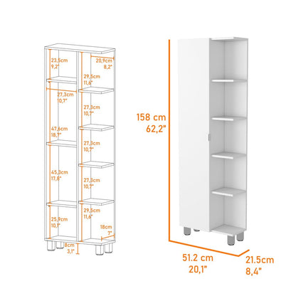 20" White Accent Cabinet With Nine Shelves