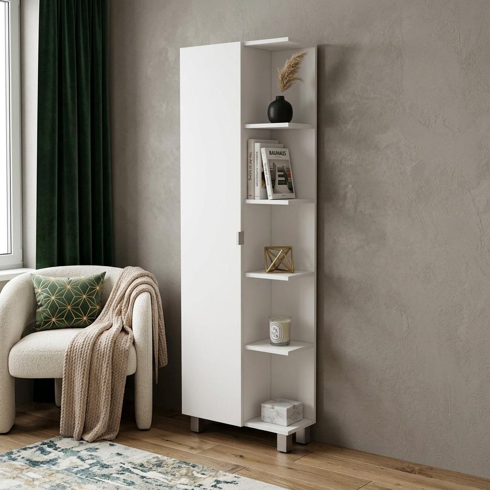 20" White Accent Cabinet With Nine Shelves
