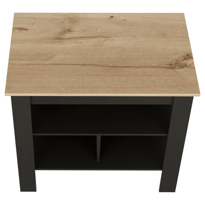 Black and Oak 41" Kitchen Island With Storage