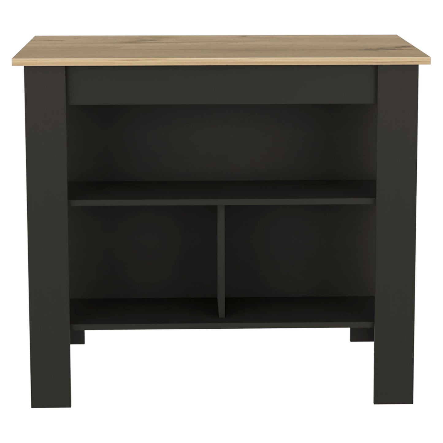 Black and Oak 41" Kitchen Island With Storage