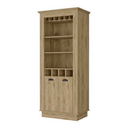 29" Brown Wood Bar Cabinet With Two Doors