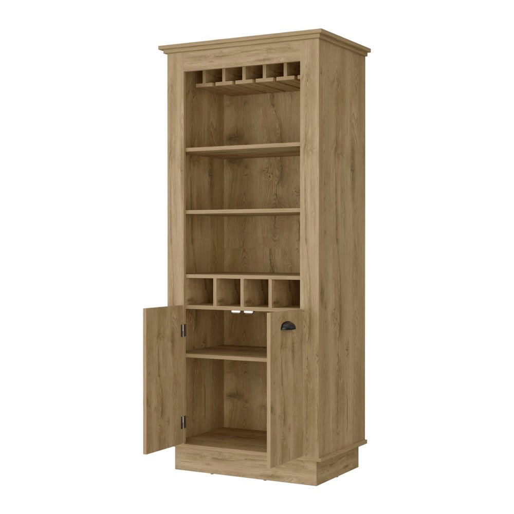 29" Brown Wood Bar Cabinet With Two Doors