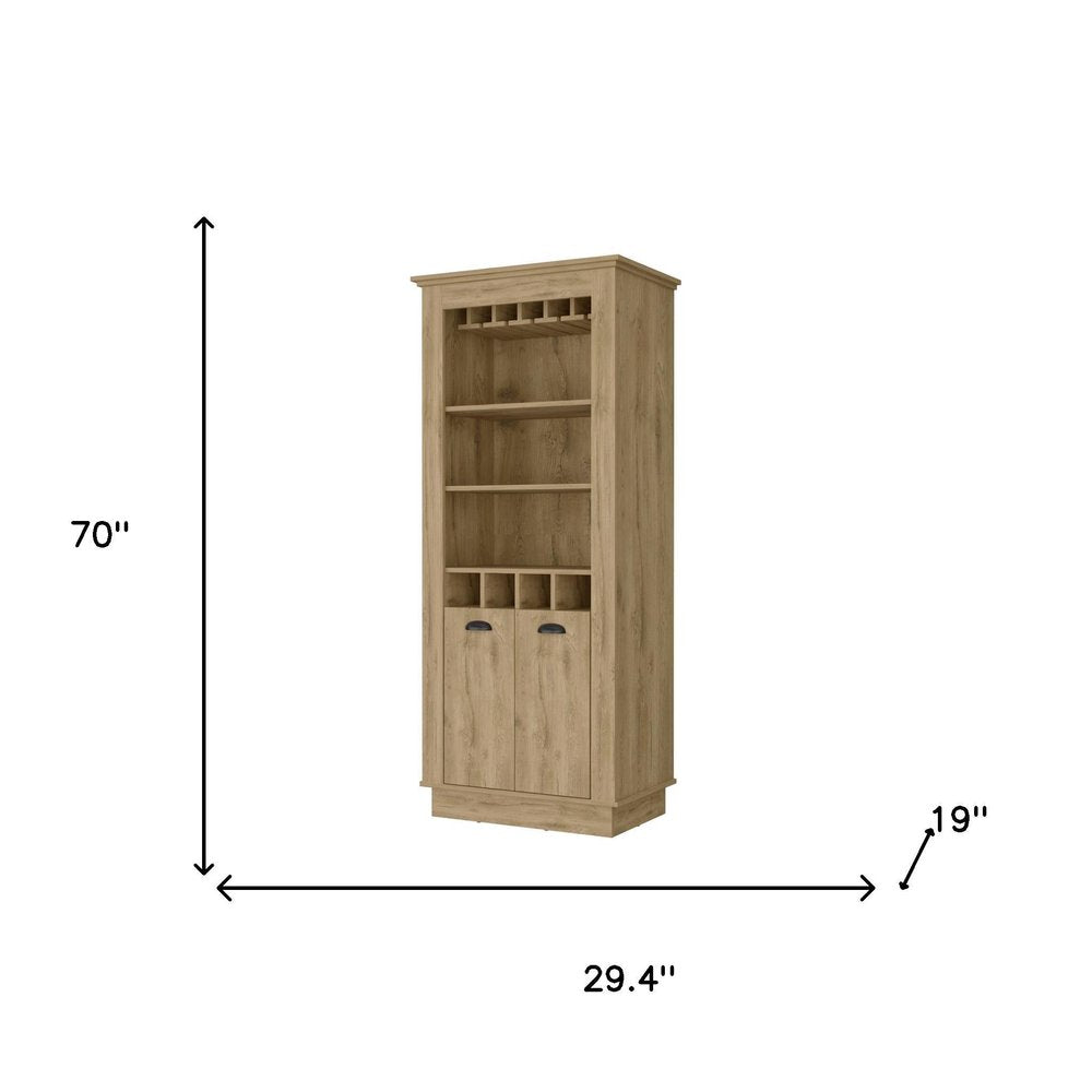 29" Brown Wood Bar Cabinet With Two Doors