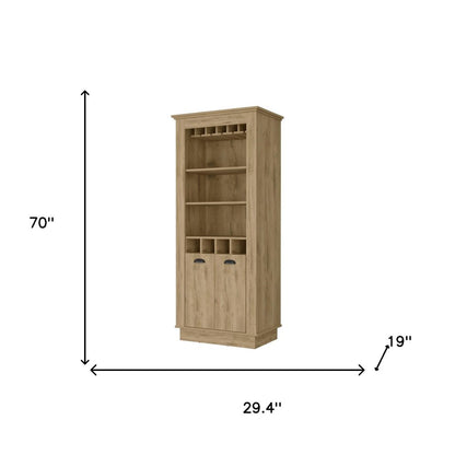 29" Brown Wood Bar Cabinet With Two Doors