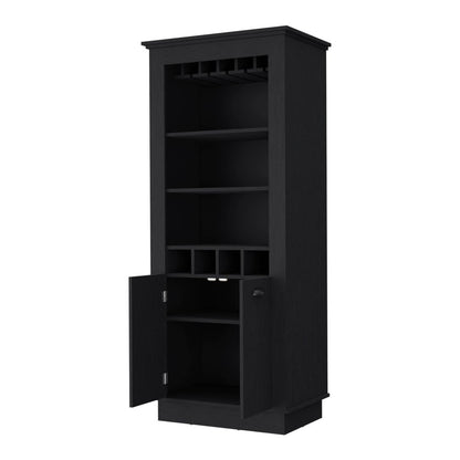 29" Black Wood Bar Cabinet With Two Doors