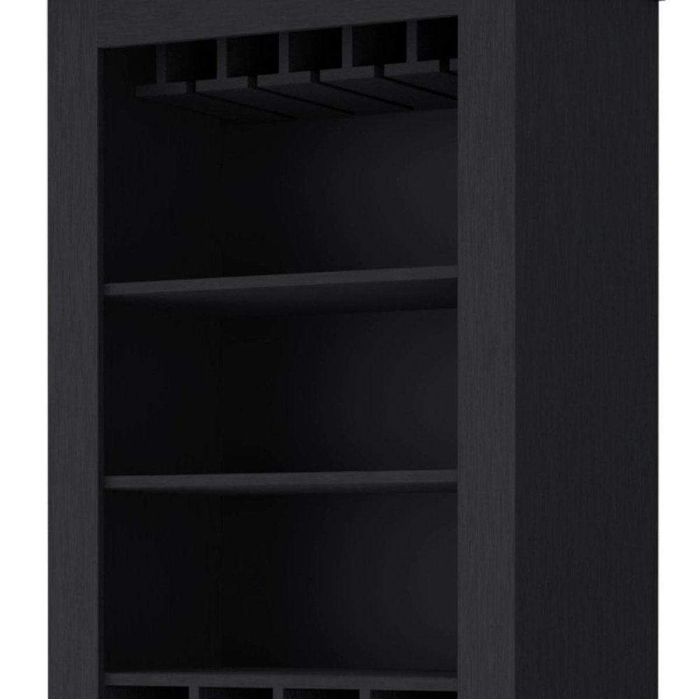 29" Black Wood Bar Cabinet With Two Doors