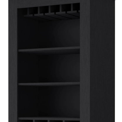 29" Black Wood Bar Cabinet With Two Doors