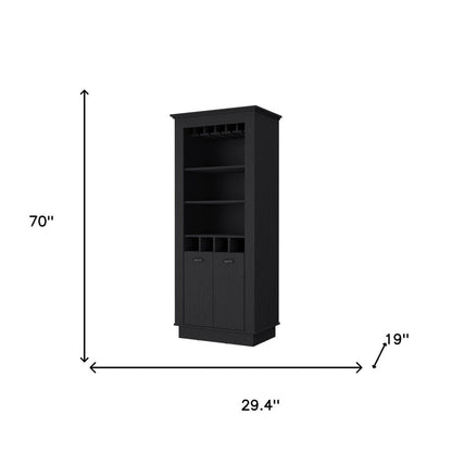 29" Black Wood Bar Cabinet With Two Doors