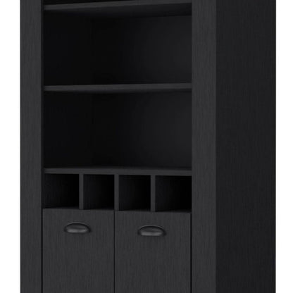29" Black Wood Bar Cabinet With Two Doors