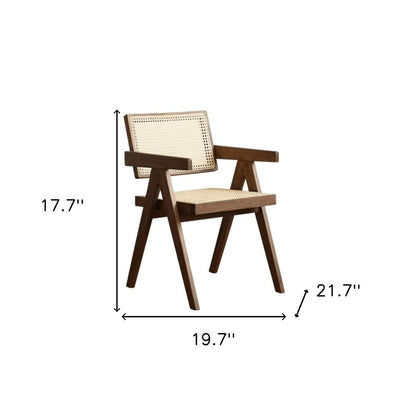 Yellow and Brown Cross Back Dining Arm Chair