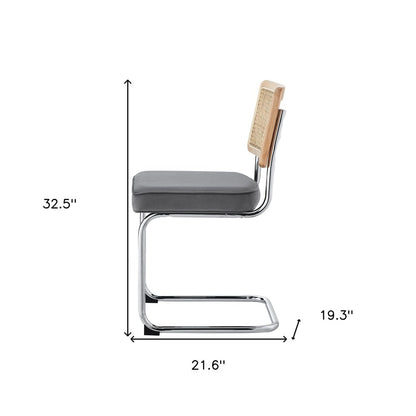 Set of Two Black Upholstered Velvet Dining Side Chairs