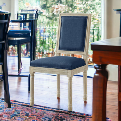 Set of Two Beige and Brown Upholstered Linen Dining Side Chairs