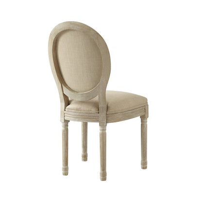Tufted Cream and Brown Upholstered Linen Dining Side Chair