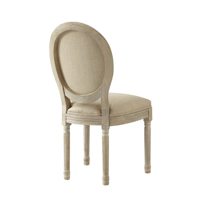 Tufted Cream and Brown Upholstered Linen Dining Side Chair