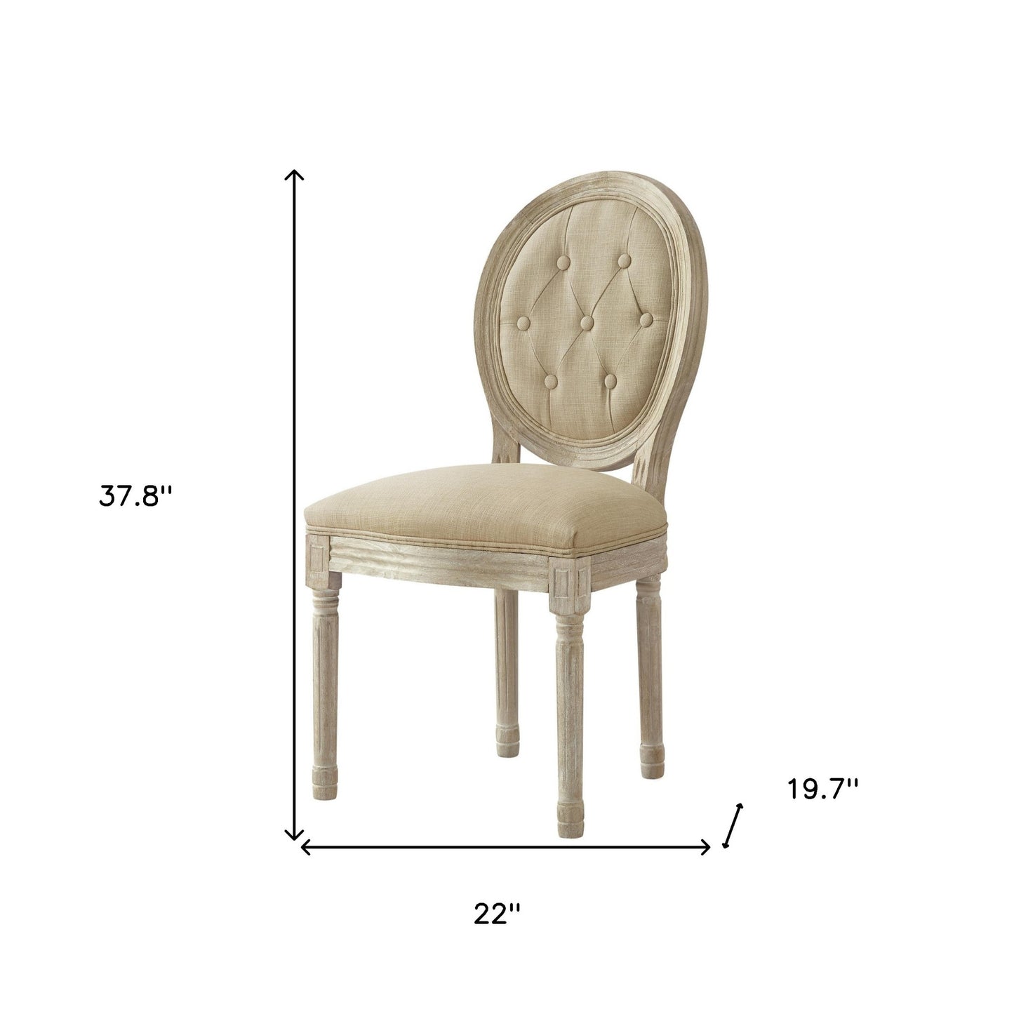 Tufted Cream and Brown Upholstered Linen Dining Side Chair