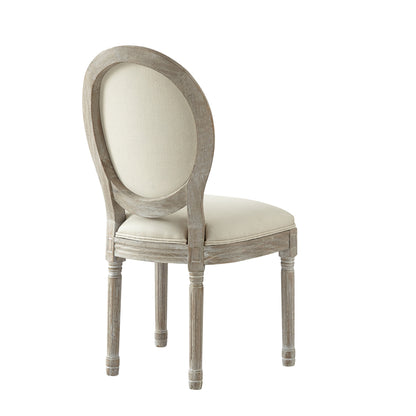 Tufted Cream and Brown Upholstered Linen Dining Side Chair
