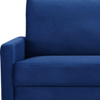 69" Blue Velvet Sofa With Dark Brown Legs