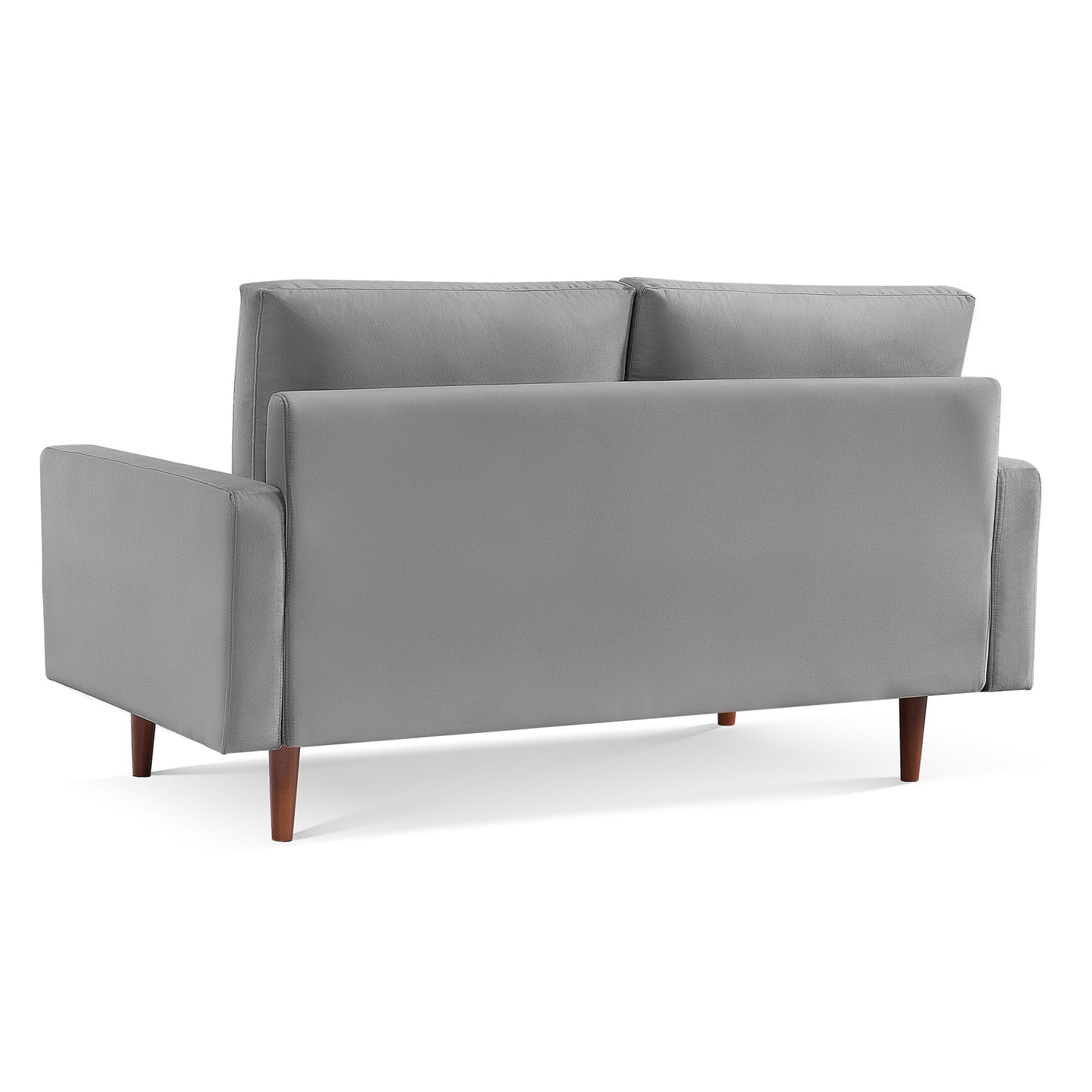 69" Gray Velvet Sofa With Dark Brown Legs