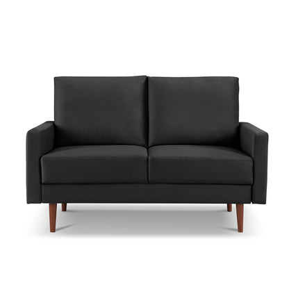 57" Black And Dark Brown Velvet Loveseat