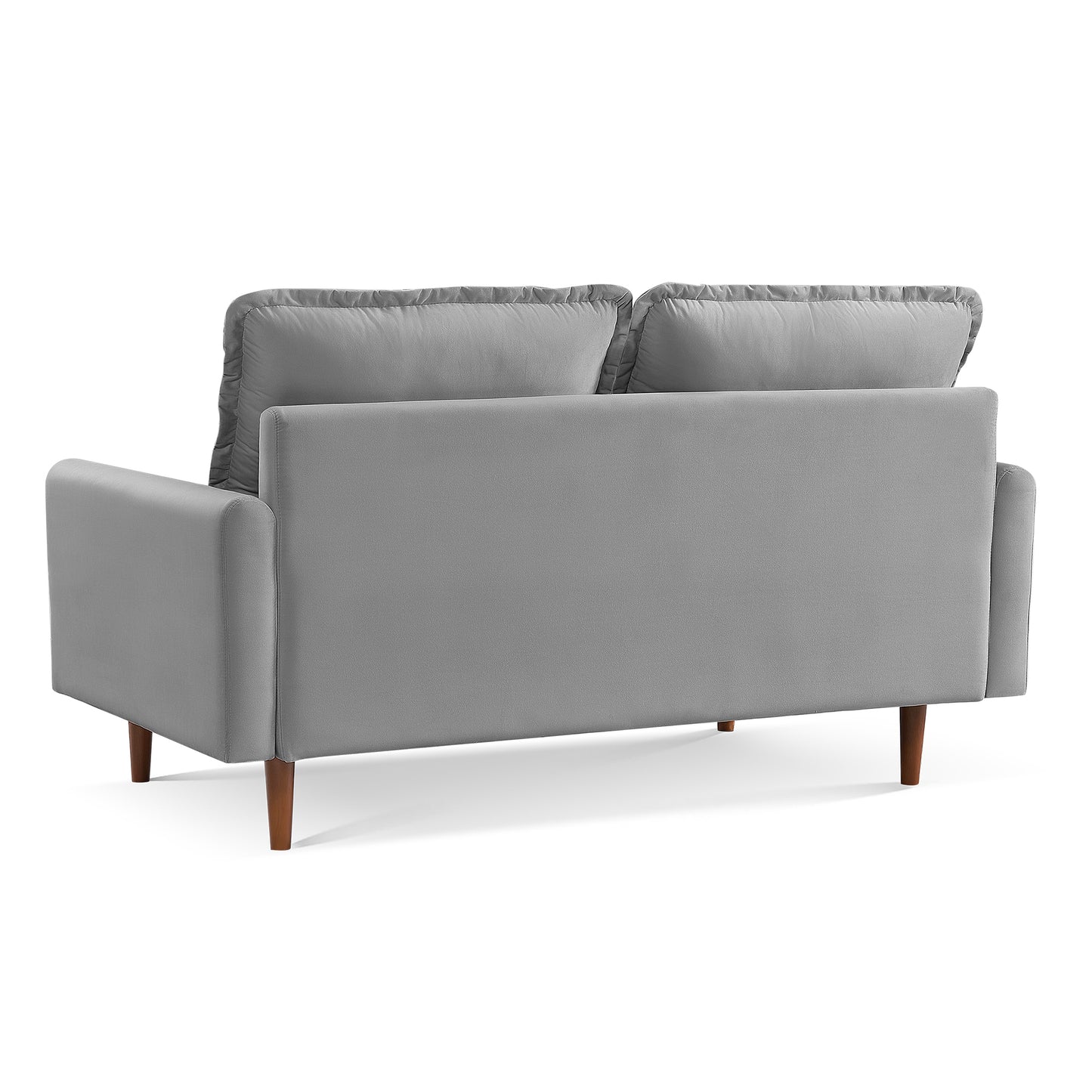 69" Gray Velvet Sofa With Dark Brown Legs