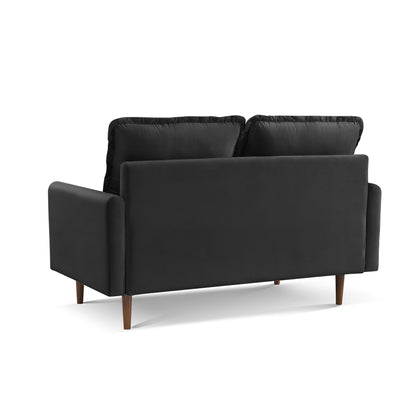 57" Black And Dark Brown Velvet Loveseat