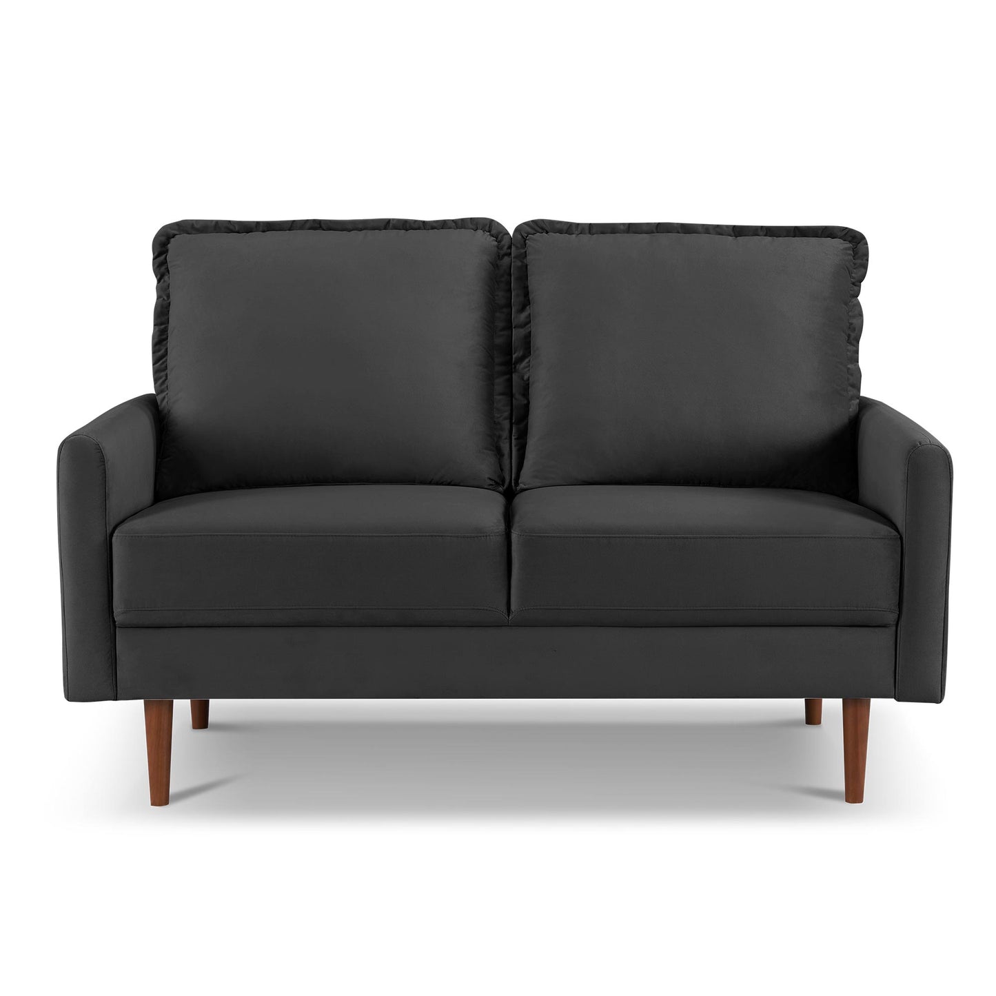 57" Black And Dark Brown Velvet Loveseat