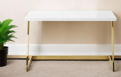 47" White and Gold Writing Desk