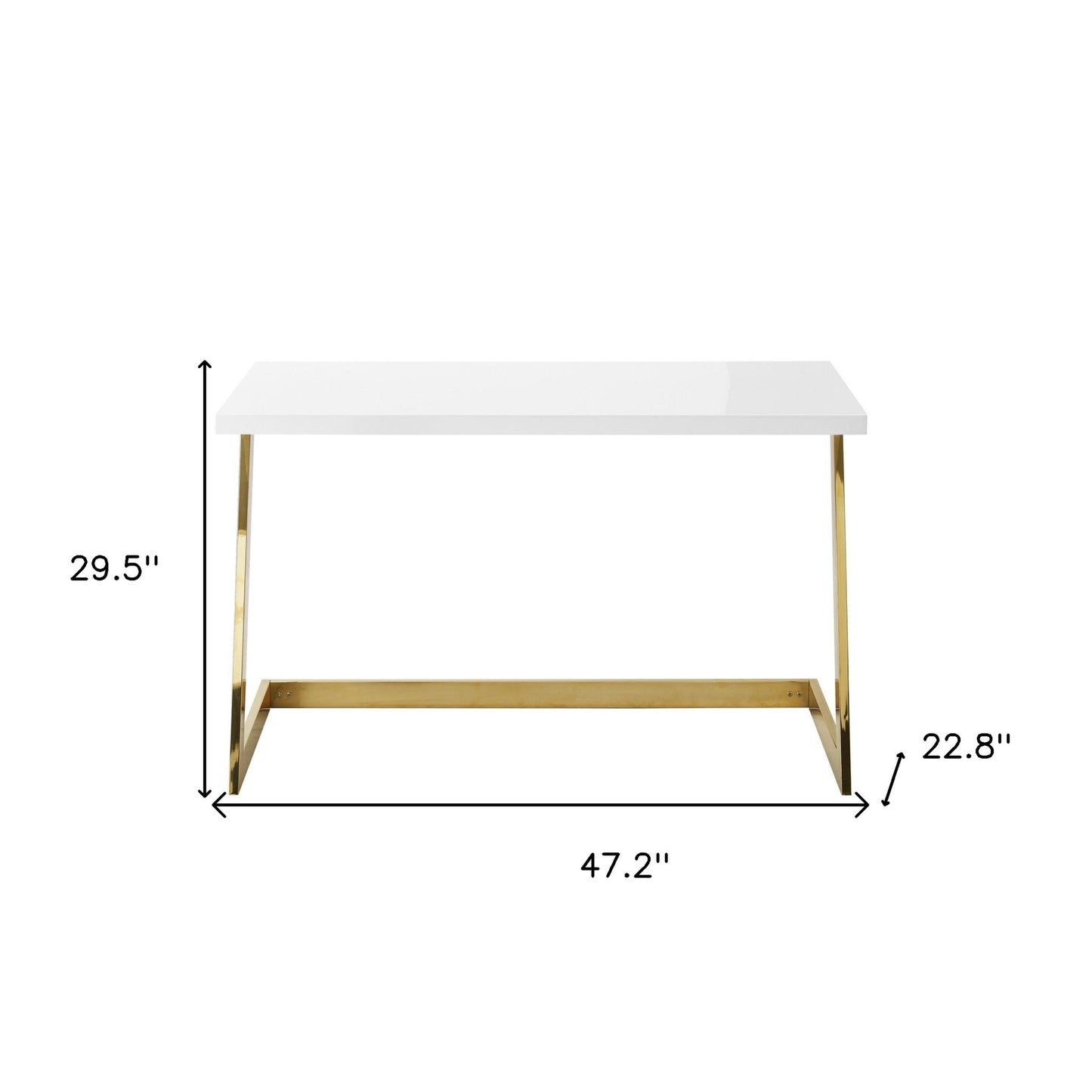 47" White and Gold Writing Desk