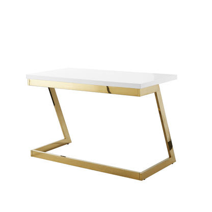 47" White and Gold Writing Desk