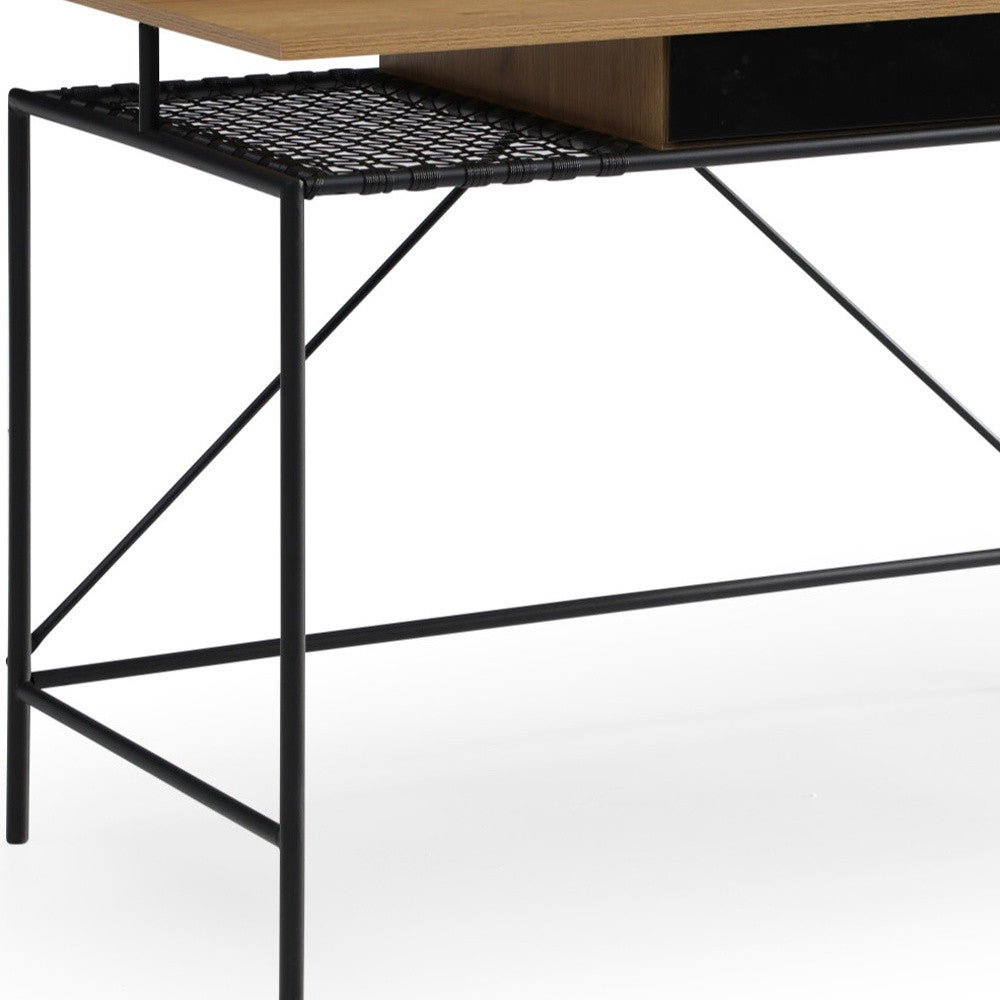 43" Natural and Black Writing Desk