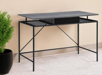 43" Natural and Black Writing Desk