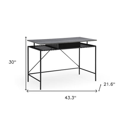43" Natural and Black Writing Desk