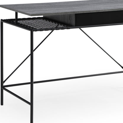 43" Natural and Black Writing Desk