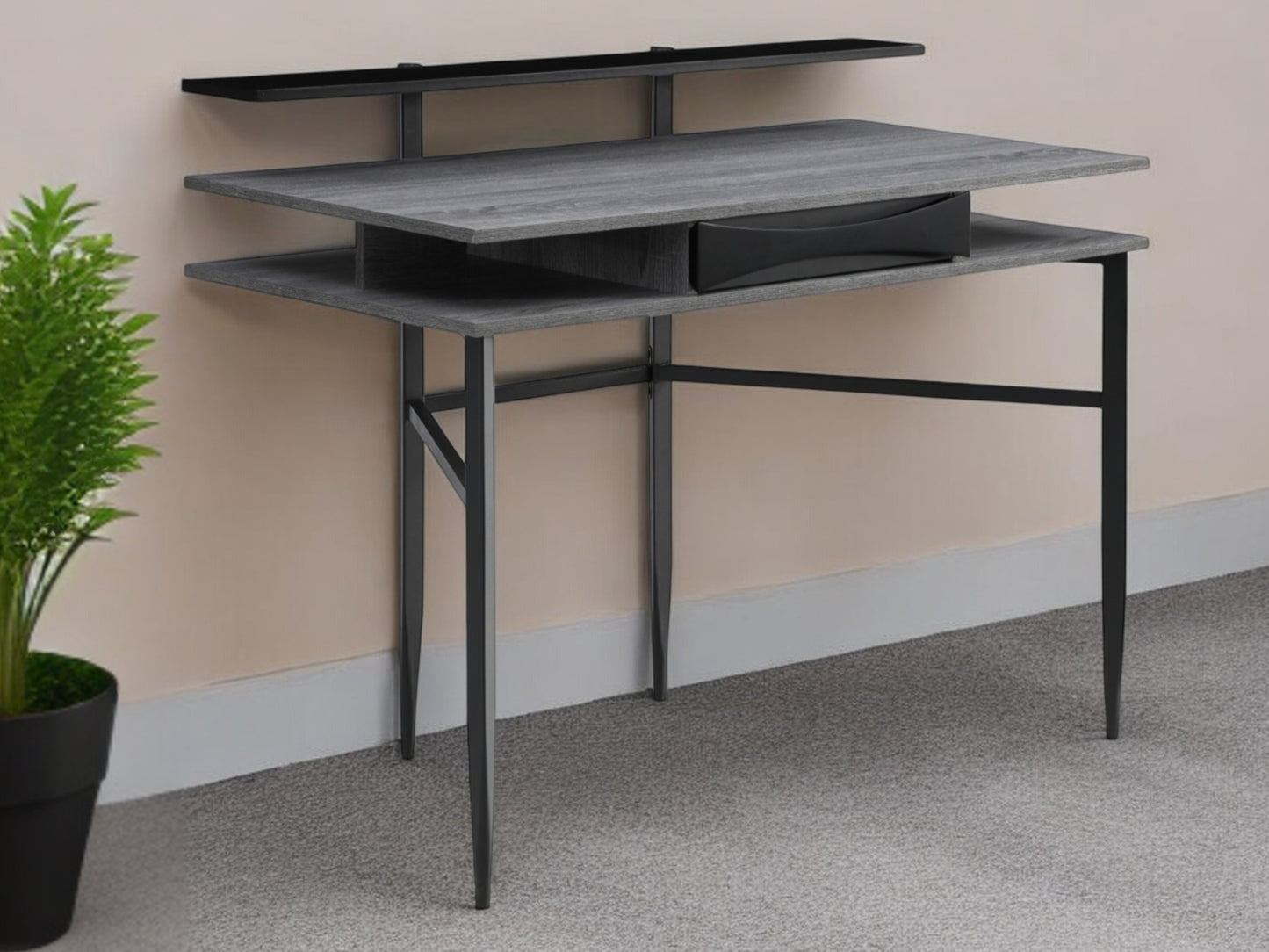 43" Gray and Black Writing Desk