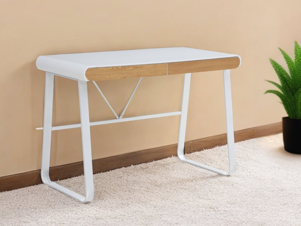 43" White Writing Desk With Two Drawers