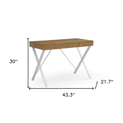 43" Natural and Black Writing Desk