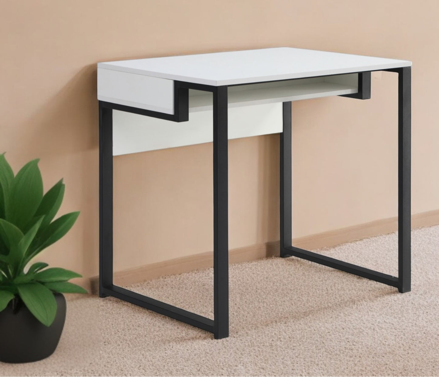 32" Natural and Black Writing Desk