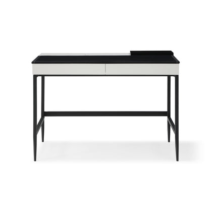 43" Black and White Writing Desk With Two Drawers