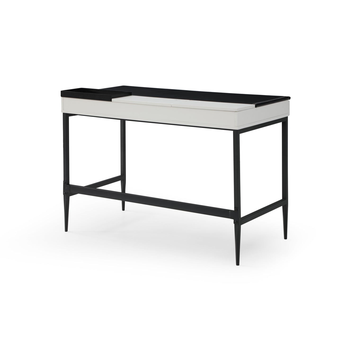 43" Black and White Writing Desk With Two Drawers