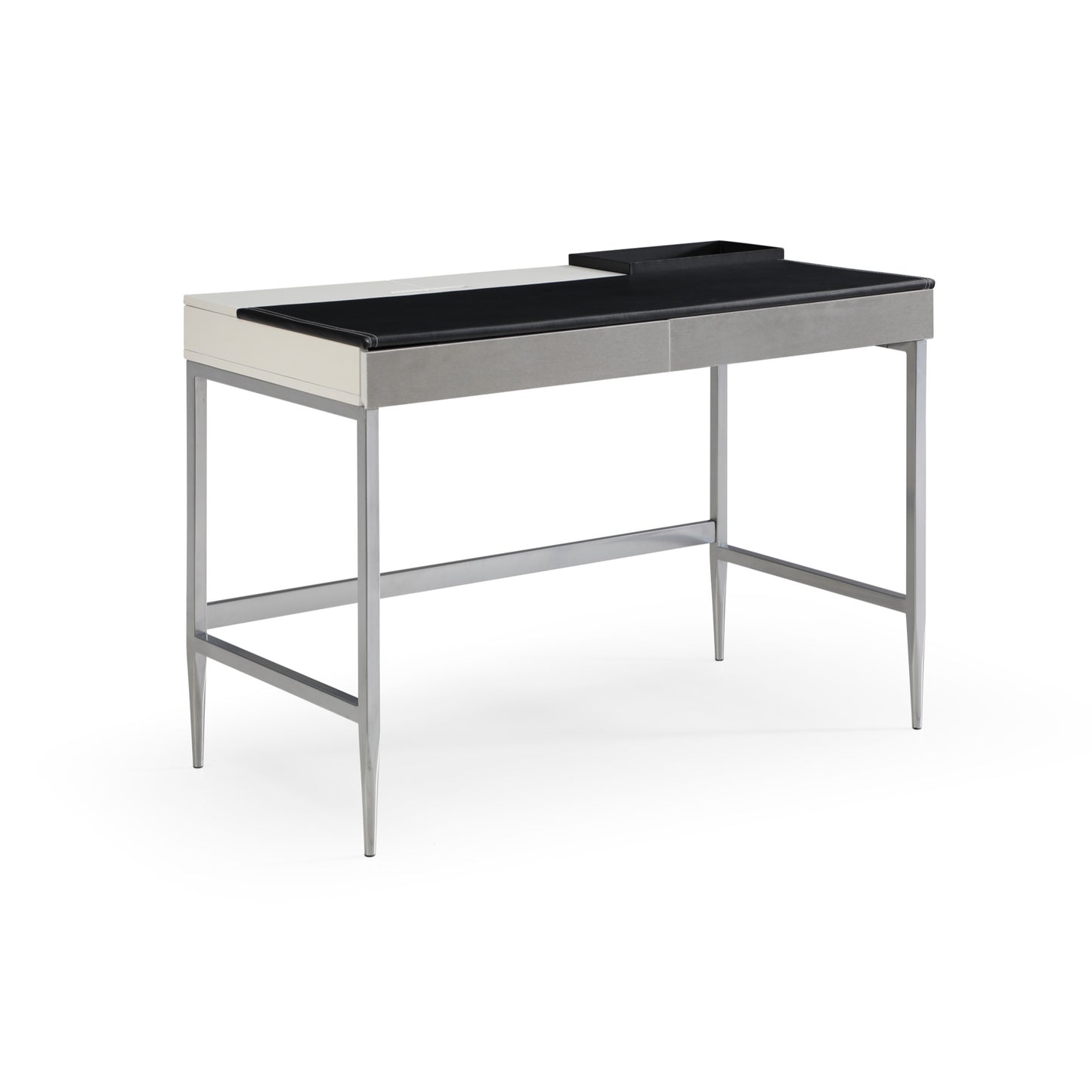 43" Black and White Writing Desk With Two Drawers