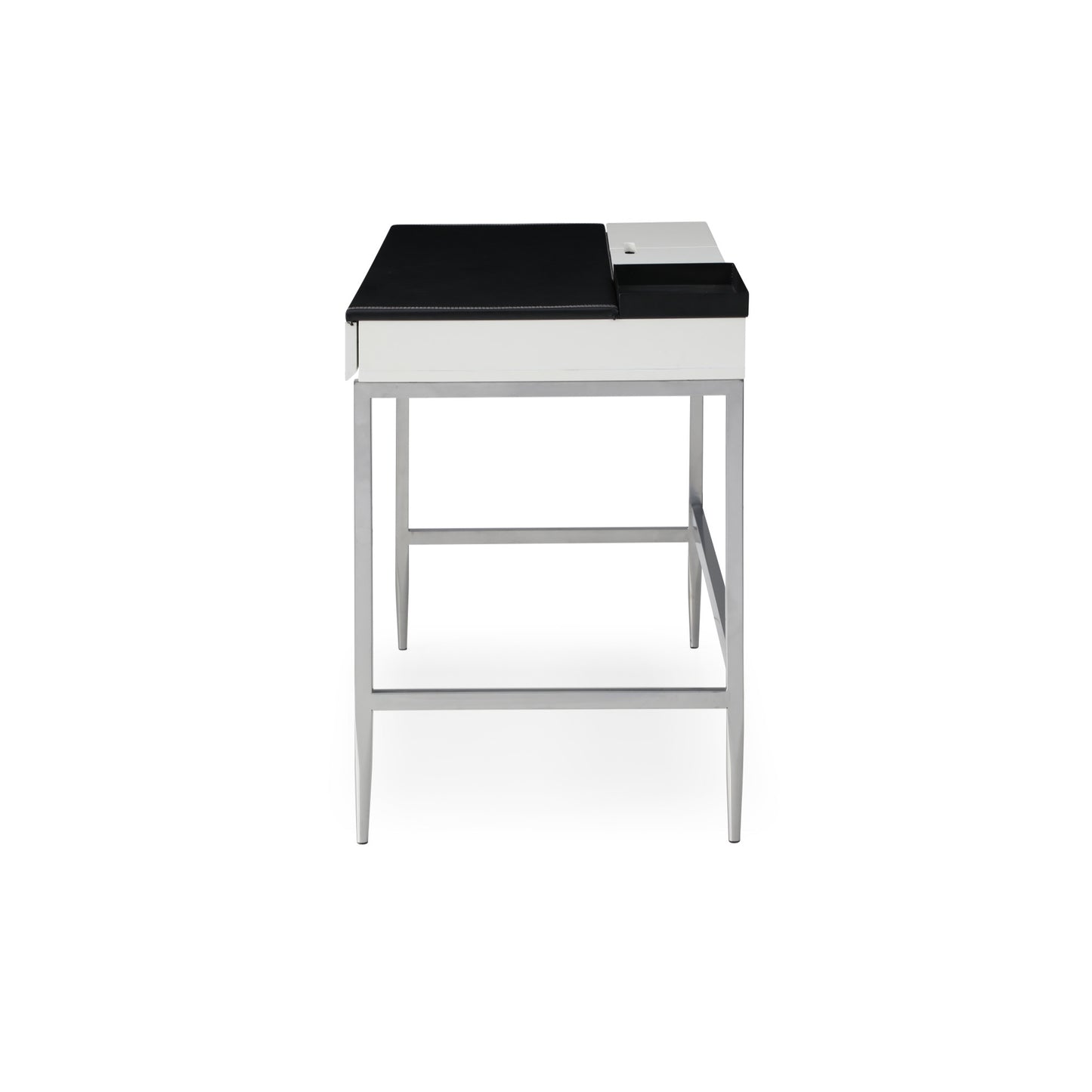 43" Black and White Writing Desk With Two Drawers