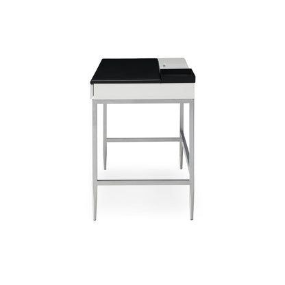 43" Black and White Writing Desk With Two Drawers