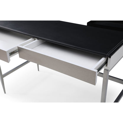 43" Black and White Writing Desk With Two Drawers