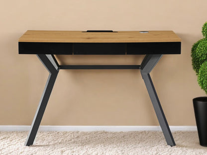 43" Gray and Black Writing Desk With Three Drawers