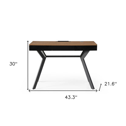 43" Gray and Black Writing Desk With Three Drawers