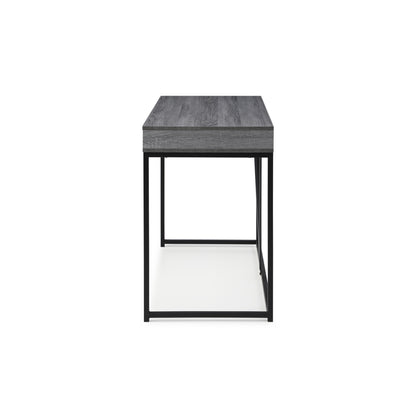 47" Gray and Black Writing Desk With Two Drawers