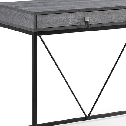 47" Gray and Black Writing Desk With Two Drawers